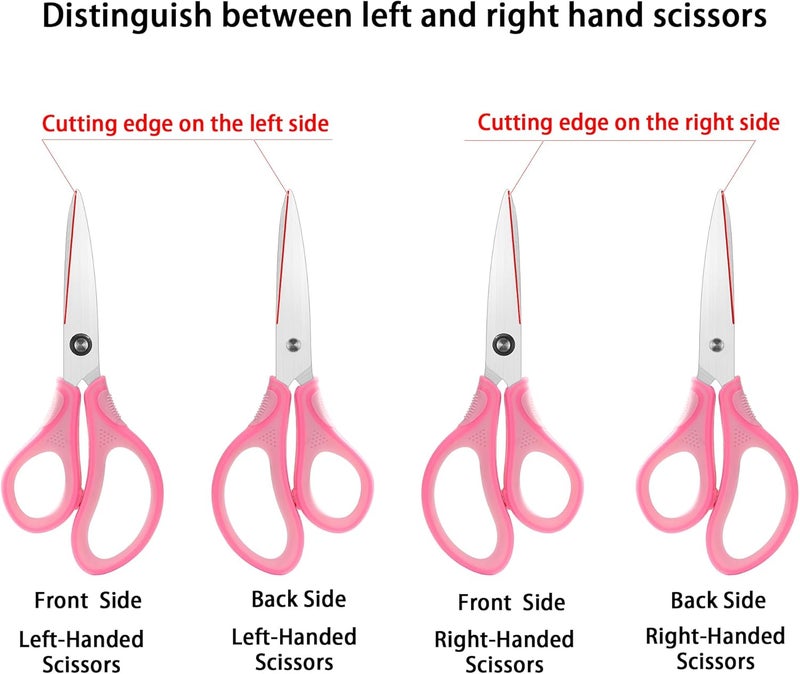 SLEMOON 7" Real Left handed Student Scissors, Premium Stainless Steel Blades Shears for Age 8~12,Ergonomic Semi-Soft ABS Rubber Grip, Suitable for School, Office and Family Daily Use,Pink - Image 5